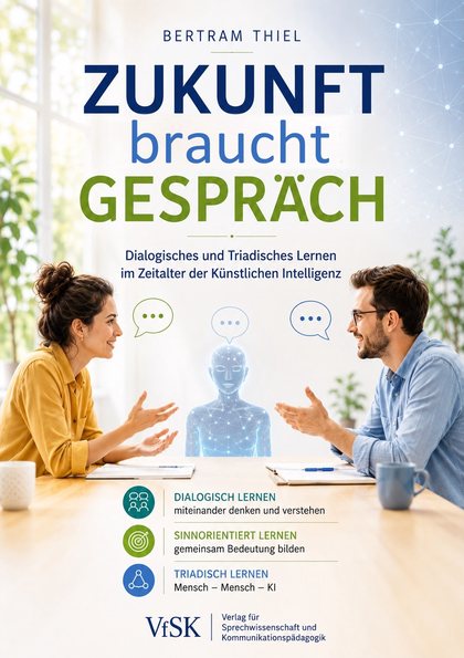 Buchcover „Zukunft braucht Gespräch – Dialogisches und Triadisches Lernen im Zeitalter der Künstlichen Intelligenz“ von Bertram Thiel